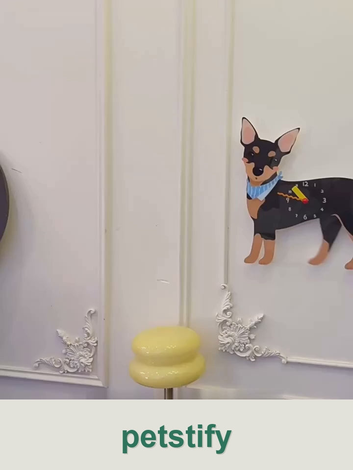 Petstify Miniature Pinscher swinging paw wall clock clean product video
