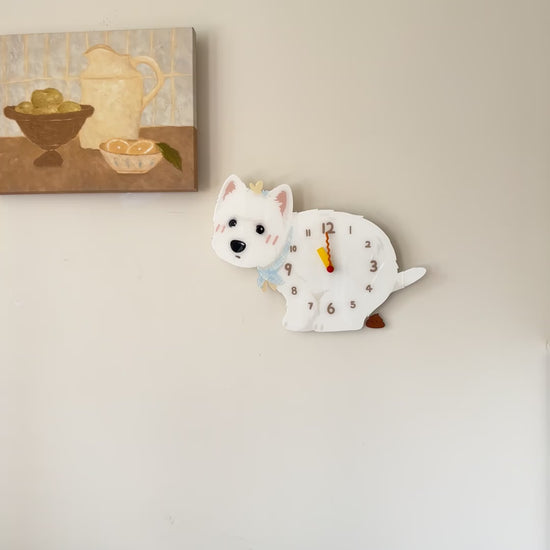 West Highland White Terrier Wall Clock product motion demonstration