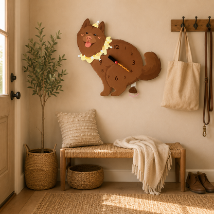 Red Native Spitz funny dog wall clock lifestyle decor scene