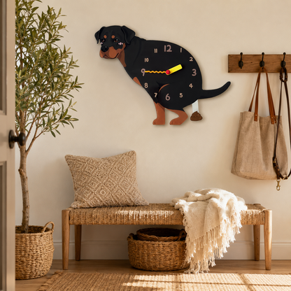 Rottweiler funny dog wall clock lifestyle decor scene
