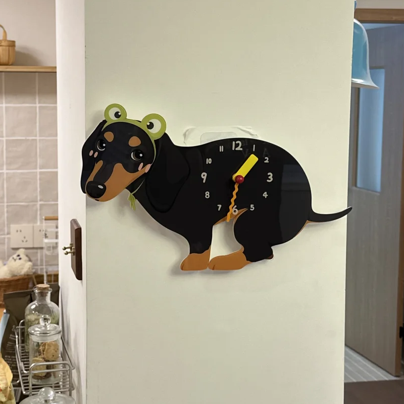 Black and Tan Dachshund Wall Clock with Swinging Poop Pendulum additional product detail