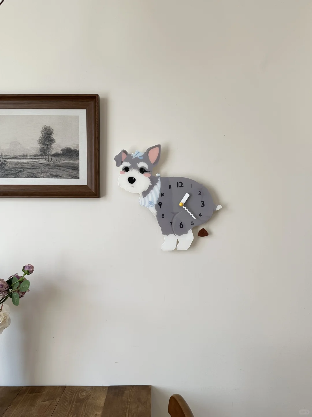 Light Schnauzer Wall Clock with Swinging Poop Pendulum additional product view