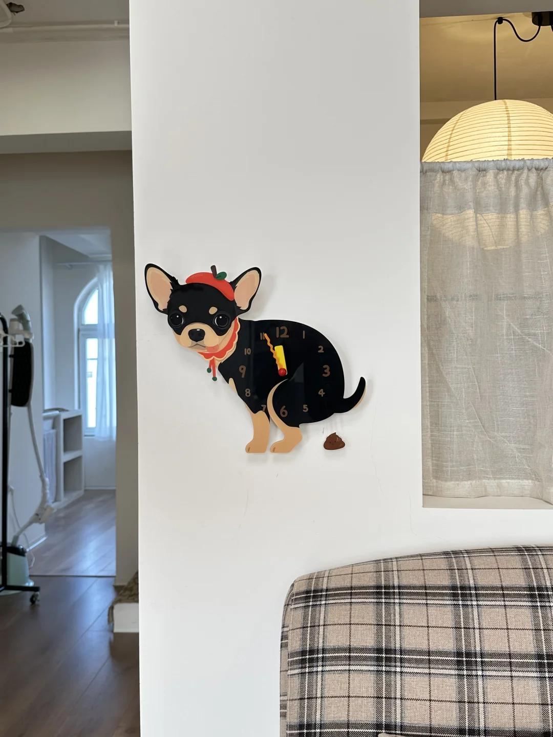 Black and Tan Chihuahua Wall Clock with Swinging Poop Pendulum additional product view
