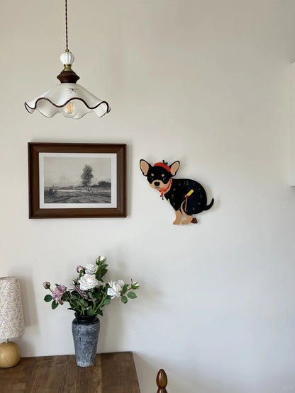 Black and Tan Chihuahua Wall Clock with Swinging Poop Pendulum additional product view