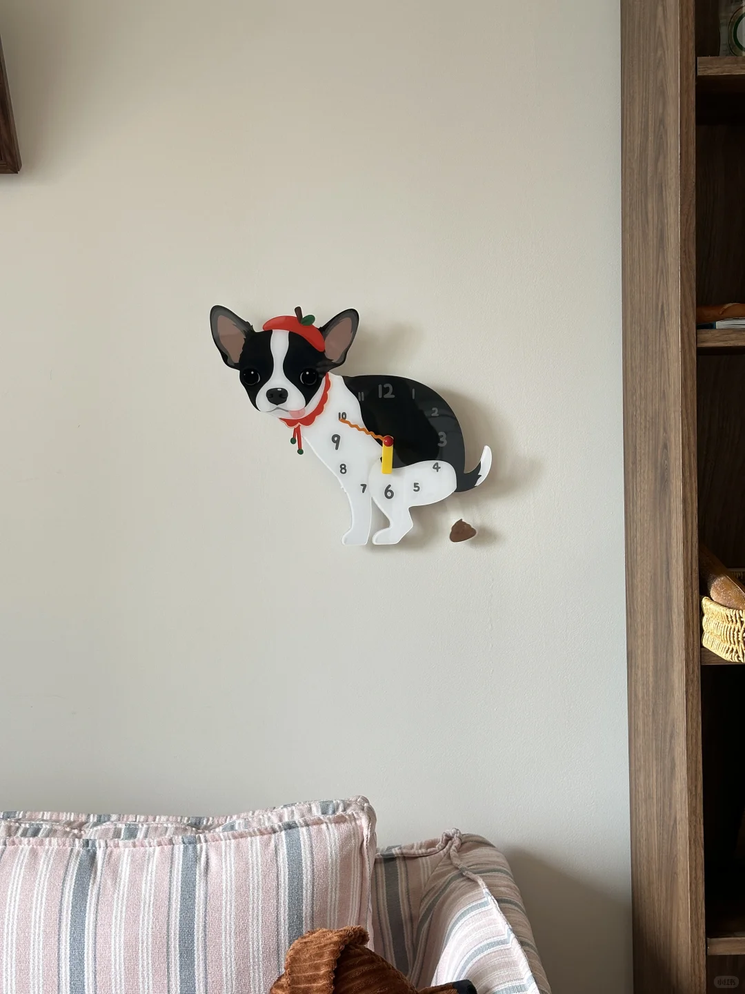 Black and White Chihuahua Wall Clock with Swinging Poop Pendulum additional product view