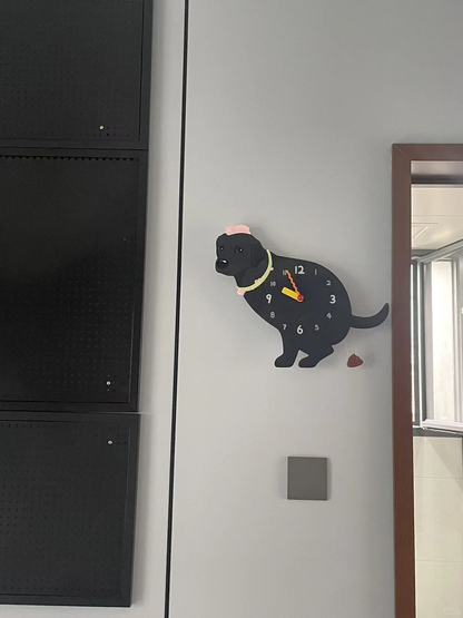 Black Labrador Retriever Wall Clock with Swinging Poop Pendulum additional product view