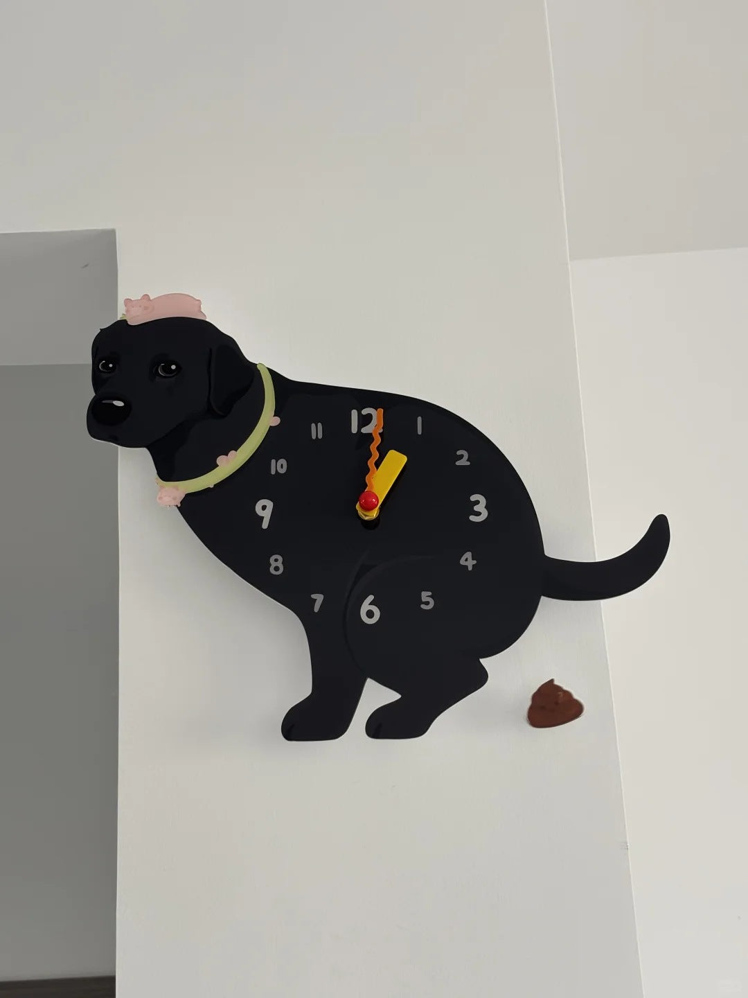 Black Labrador Retriever Wall Clock with Swinging Poop Pendulum additional product view