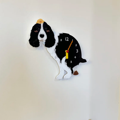 Black Springer Spaniel Wall Clock with Swinging Poop Pendulum additional product detail