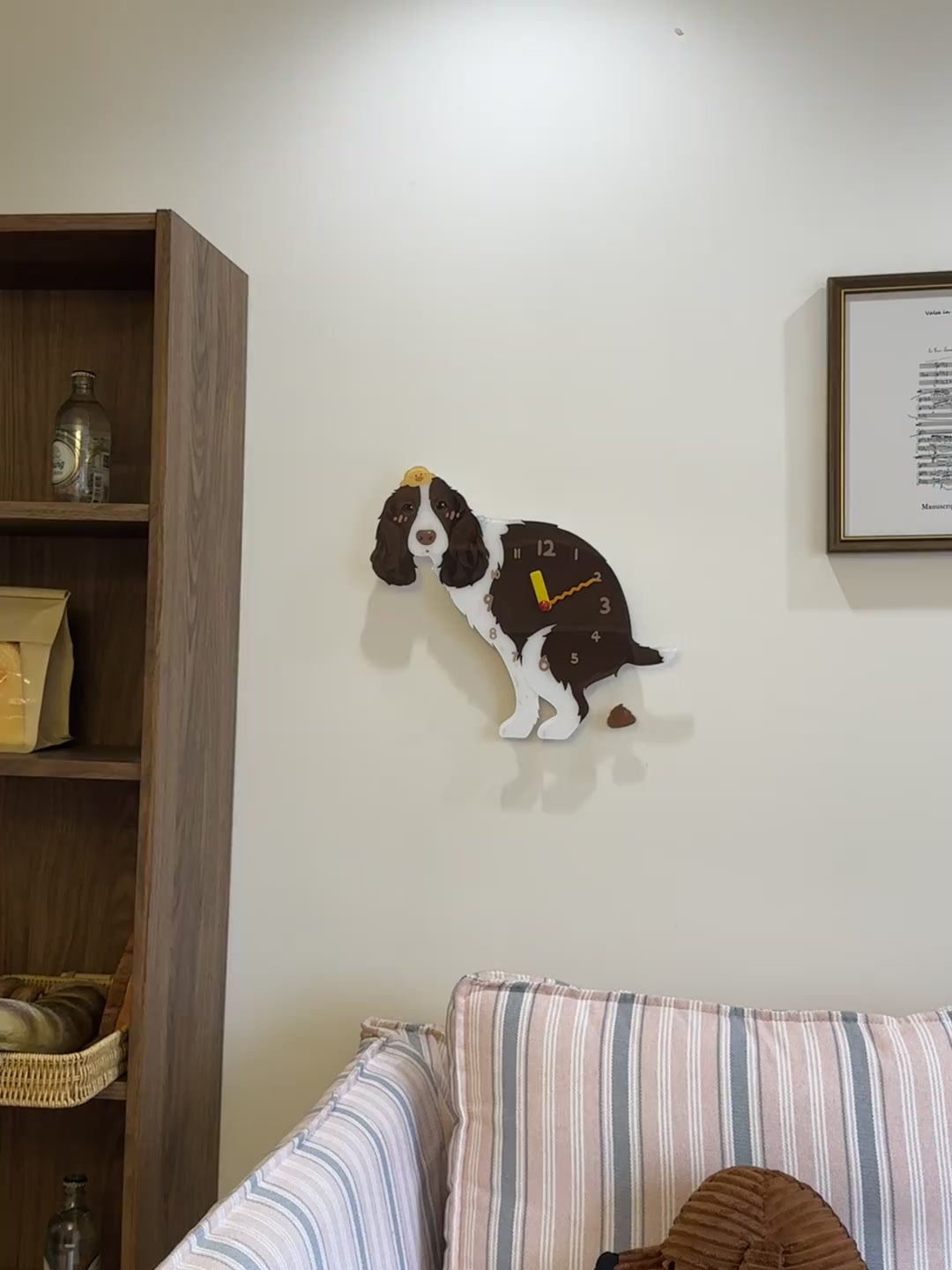 Brown Springer Spaniel Wall Clock with Swinging Poop Pendulum additional product view