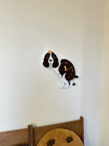 Brown Springer Spaniel Wall Clock with Swinging Poop Pendulum additional product view