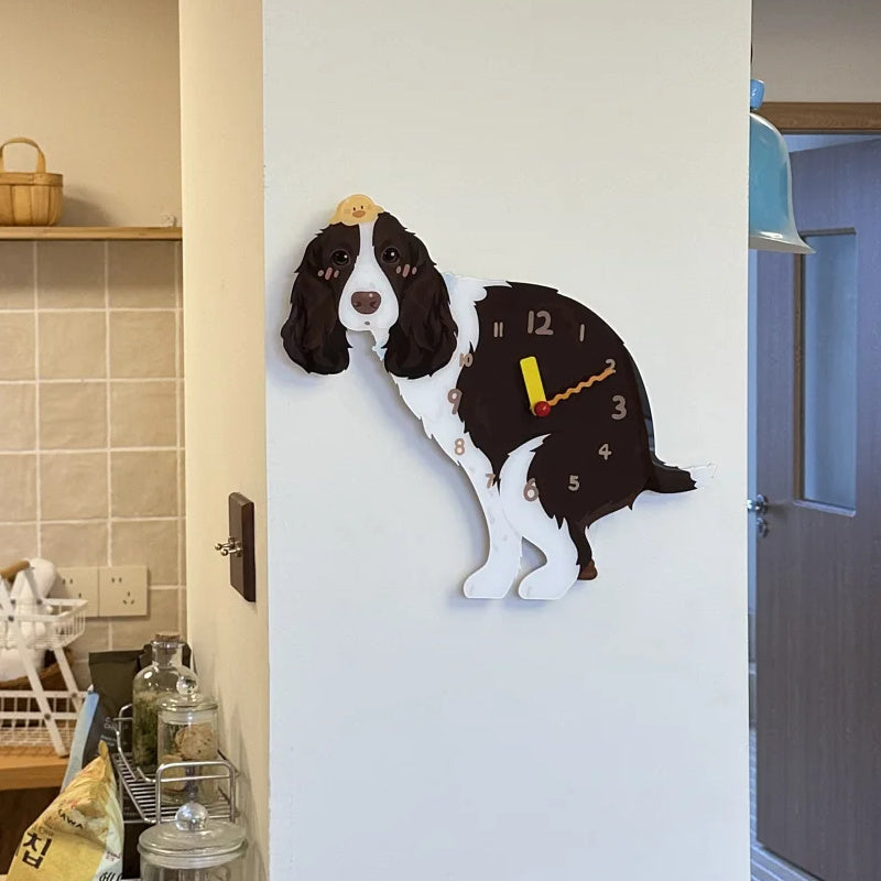 Brown Springer Spaniel Wall Clock with Swinging Poop Pendulum additional product view