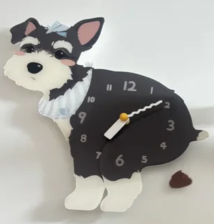 Dark Schnauzer Wall Clock with Swinging Poop Pendulum additional product detail