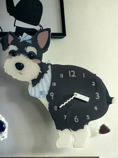 Dark Schnauzer Wall Clock with Swinging Poop Pendulum additional product view