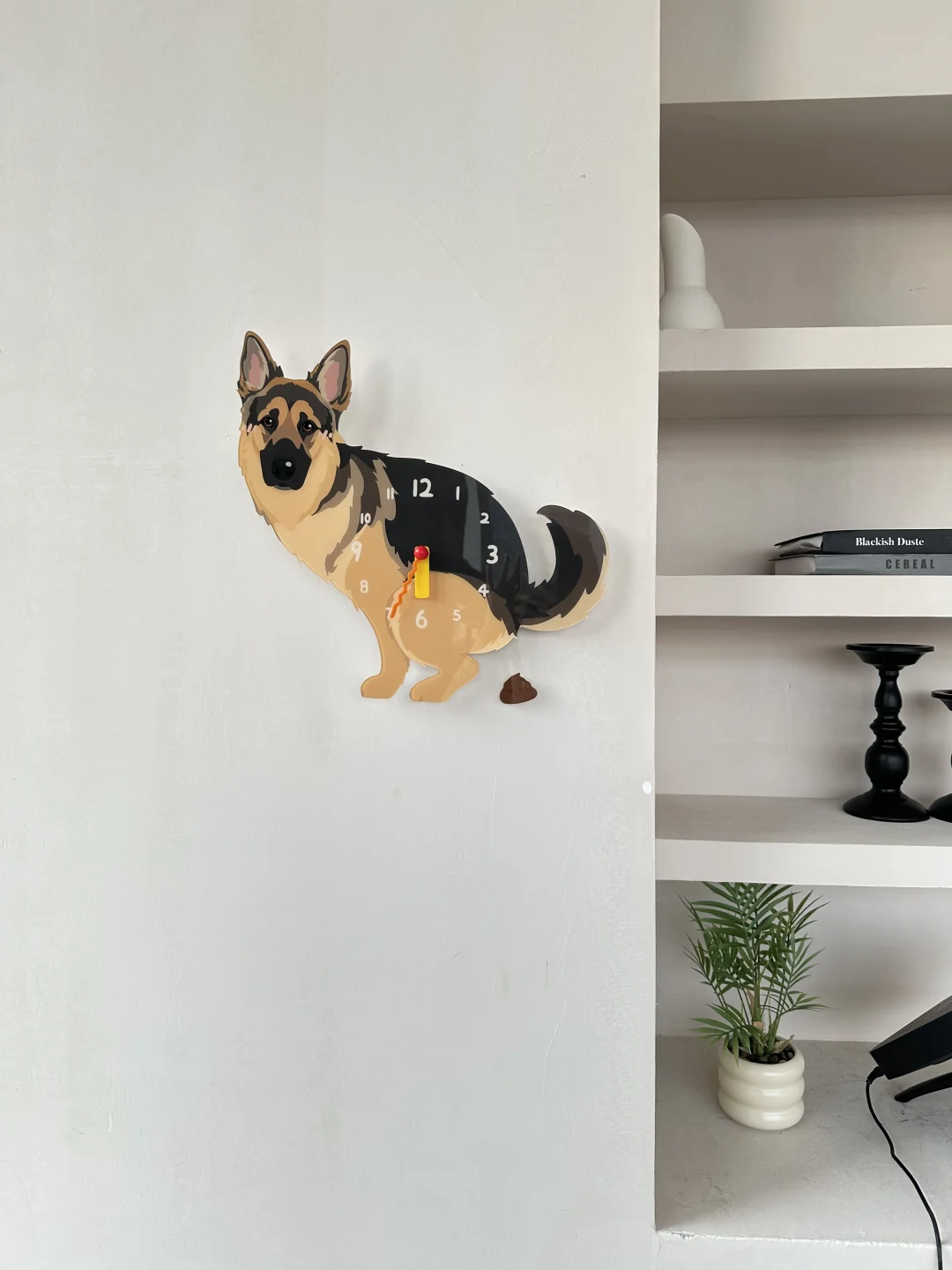 German Shepherd Wall Clock with Swinging Poop Pendulum additional product view