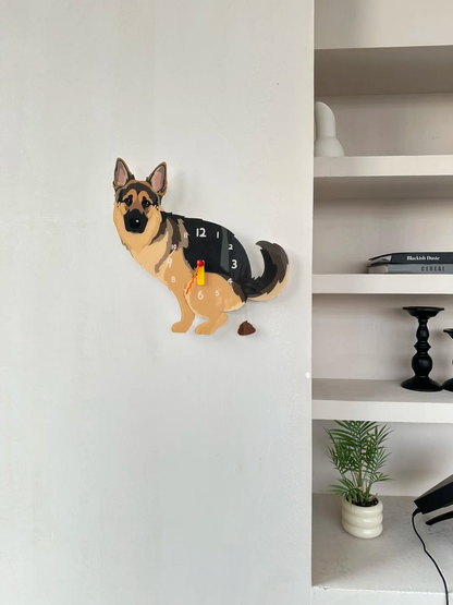 German Shepherd Wall Clock with Swinging Poop Pendulum additional product view