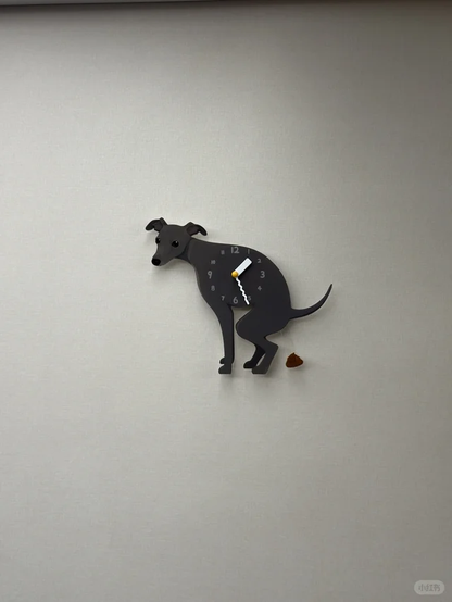 Gray Greyhound Wall Clock with Swinging Poop Pendulum original product photograph
