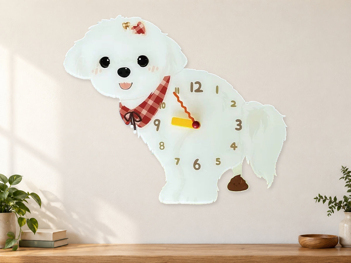Maltese Wall Clock with Swinging Poop Pendulum in a supplementary room styling scene