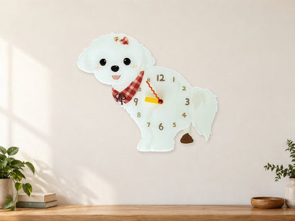 Maltese Wall Clock with Swinging Poop Pendulum in a supplementary room styling scene