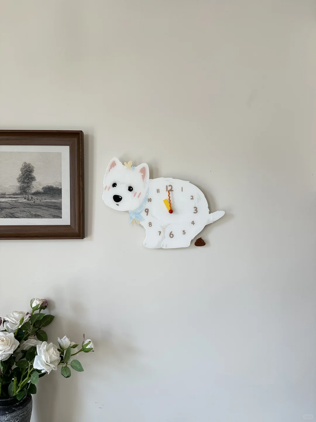 West Highland White Terrier Wall Clock with Swinging Poop Pendulum original product photograph