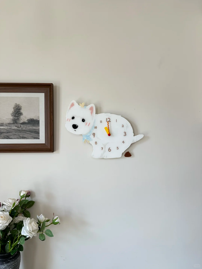 West Highland White Terrier Wall Clock with Swinging Poop Pendulum original product photograph