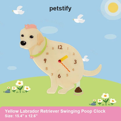Yellow Labrador Retriever swinging poop pendulum wall clock product image