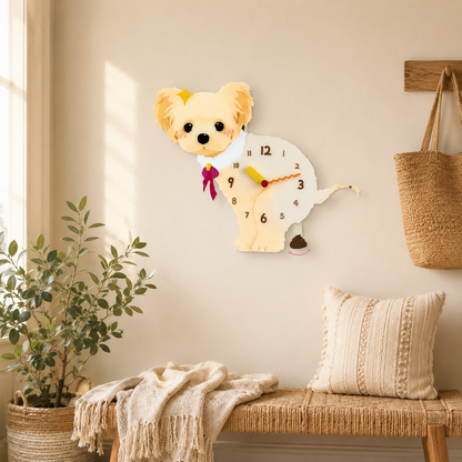 Yorkshire Terrier wall clock with swinging poop pendulum lifestyle scene 2