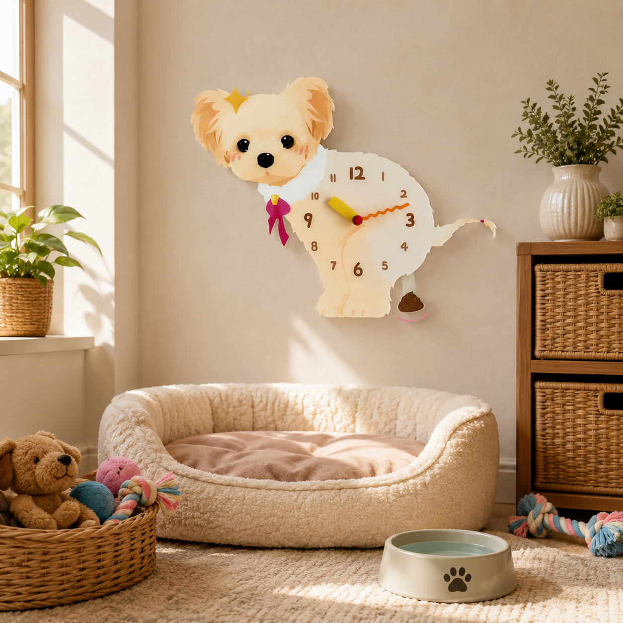 Yorkshire Terrier wall clock with swinging poop pendulum lifestyle scene 3